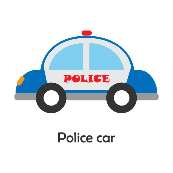 Polizeiauto Cartoon Stil Karte Mit Transport Für Kinder Vorschulaktivität Für — Stockvektor