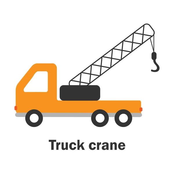 Truck Crane Tecknad Stil Kort Med Transport För Kid Förskola — Stock vektor