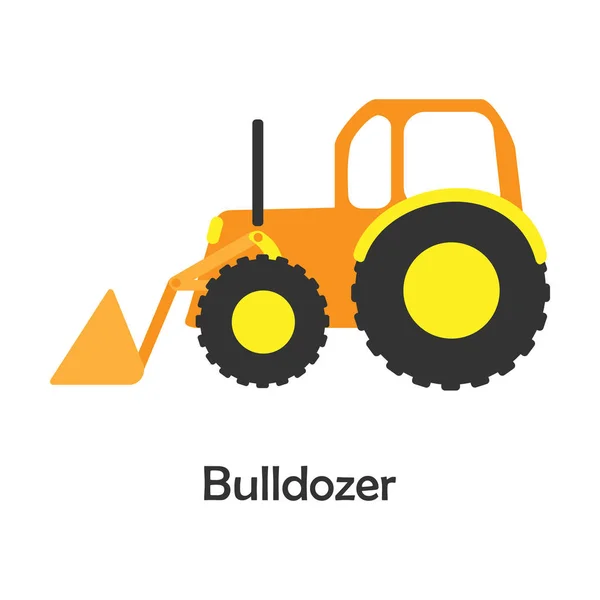 Bulldozer Cartoon Style Card Transport Kid Preschool Activity Children Vector — Stock Vector