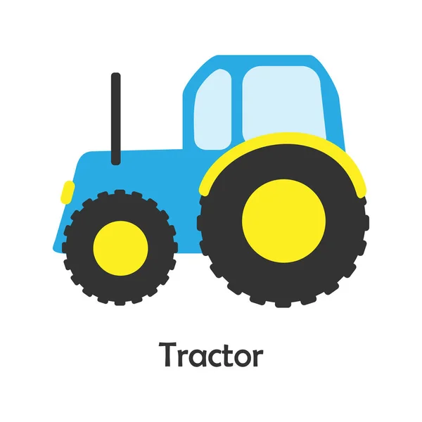 Tractor Cartoon Style Card Transport Kid Preschool Activity Children Vector — Stock Vector