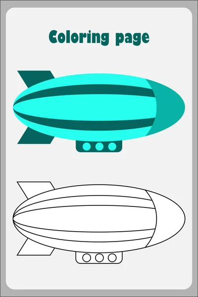 Luftschiff Cartoon Stil Malseite Bildungspapierspiel Für Die Entwicklung Von Kindern — Stockvektor