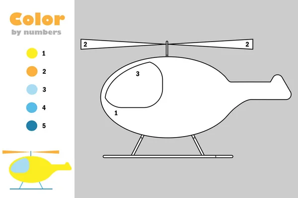 Hubschrauber Cartoon Stil Farbe Nach Zahl Bildungspapier Spiel Für Die — Stockvektor