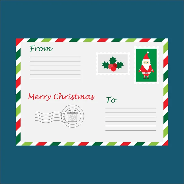 Christmas Envelope Letter Santa Claus Children Template Fun Preschool Activity — Stock Vector