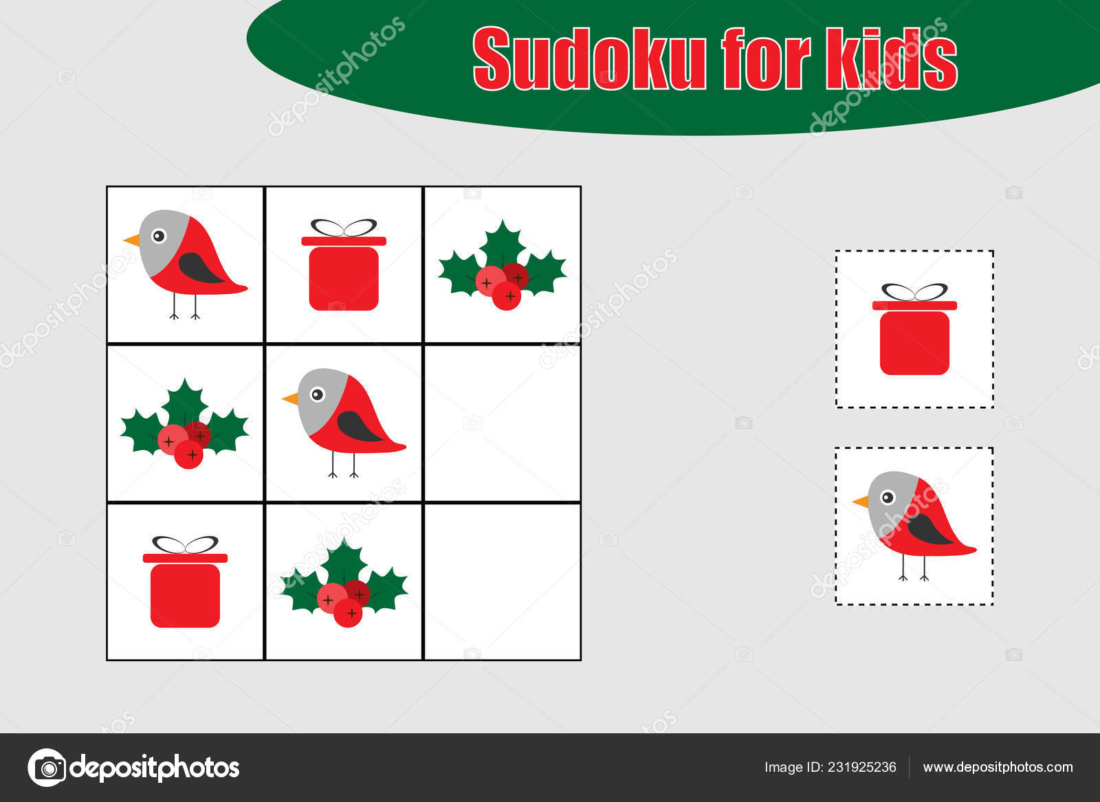 Ersten Sudoku Spiel Mit Weihnachts Bilder Fur Kinder Einfachem