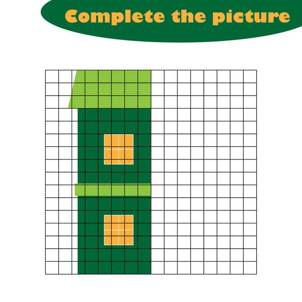 Ολοκληρώστε Την Εικόνα Σπίτι Στυλ Καρτούν Σχέδιο Δεξιότητες Κατάρτισης Εκπαιδευτικό — Διανυσματικό Αρχείο