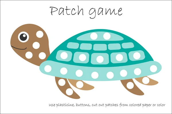 Educazione Patch Gioco Tartaruga Bambini Sviluppare Abilità Motorie Utilizzare Patch — Vettoriale Stock