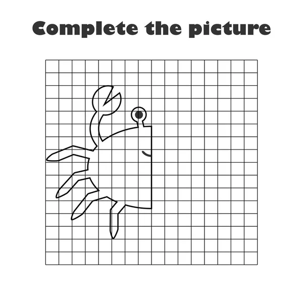 Kompletní Obrázek Černá Bílé Kreslené Krab Kreslení Dovedností Velikonoční Vzdělávací — Stockový vektor