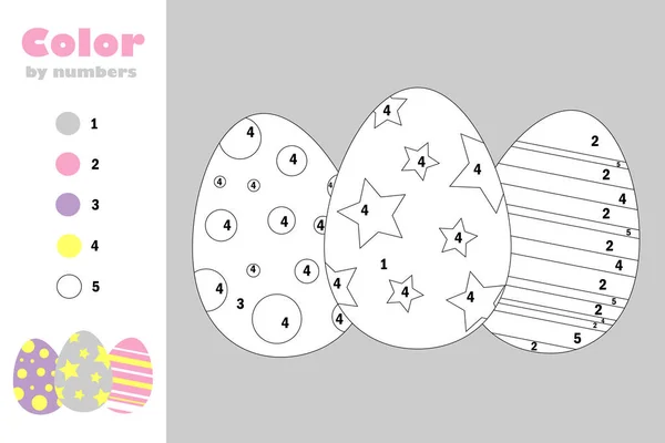 Eier Cartoon Stil Farbe Nach Zahl Osterpädagogik Papierspiel Für Die — Stockvektor