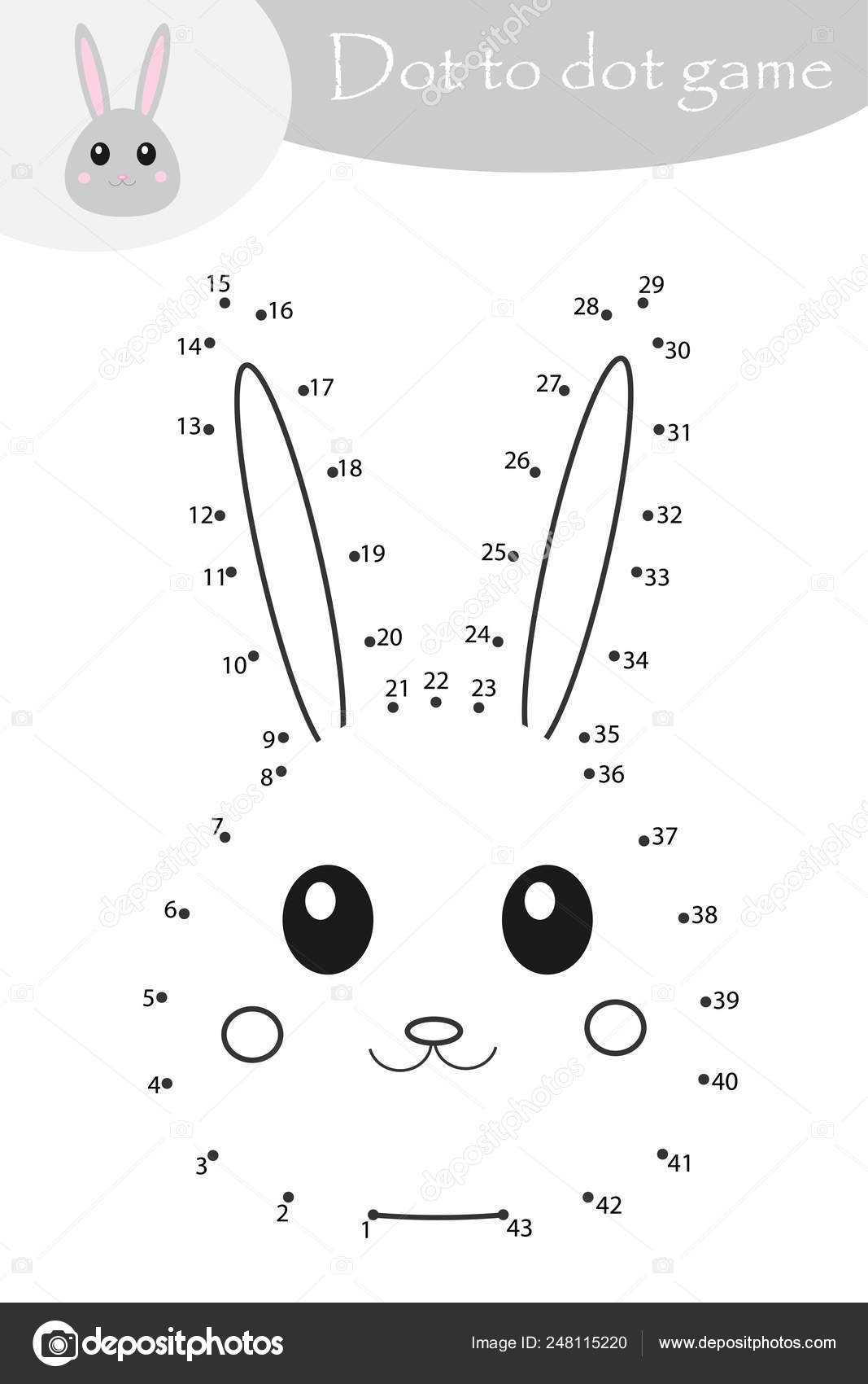 imprimir livro de colorir de coelho de desenho animado bonito para  crianças. colorir por números é