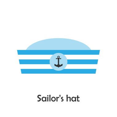 Denizci şapkası karikatür tarzı, çocuk için deniz kartı, çocuklar, vektör çizim için okul öncesi etkinlik