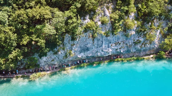 Top malerische Aussicht auf plitvice Seen, schöne Natur des Nationalparks in Kroatien, sonniger Tag — Stockfoto