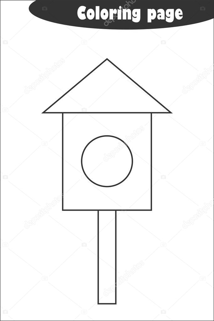 Nesting box in cartoon style, coloring page, spring education paper game for the development of children, kids preschool activity, printable worksheet, vector illustration
