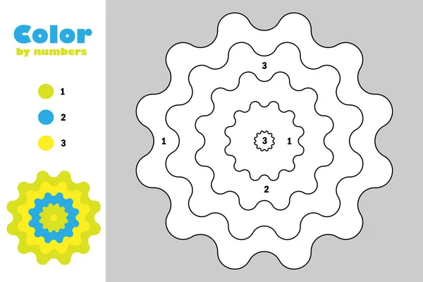 Mandala dans le style de dessin animé, couleur par numéro, jeu de papier éducatif pour le développement des enfants, coloriage, activité préscolaire pour enfants, feuille de calcul imprimable, illustration vectorielle — Image vectorielle