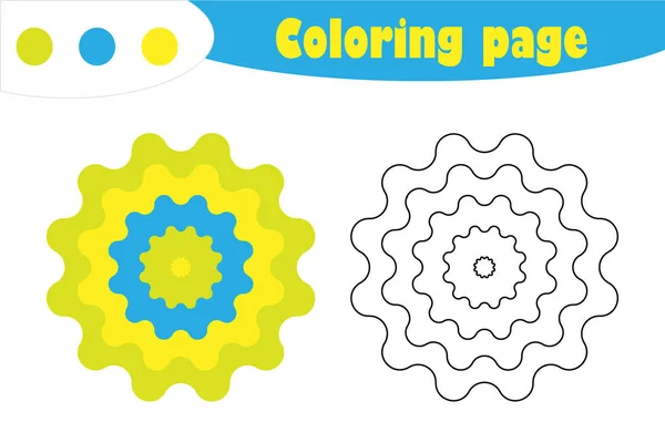 Mandala en estilo de dibujos animados, página para colorear, juego de papel de educación de primavera para el desarrollo de los niños, actividad preescolar para niños, hoja de cálculo imprimible, ilustración vectorial — Vector de stock