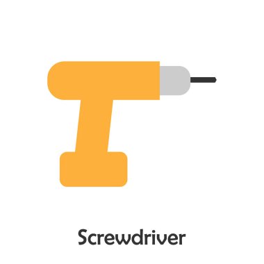 Karikatür tarzında tornavida, çocuk için inşaat kartı, çocuklar için okul öncesi aktivite, vektör illüstrasyon