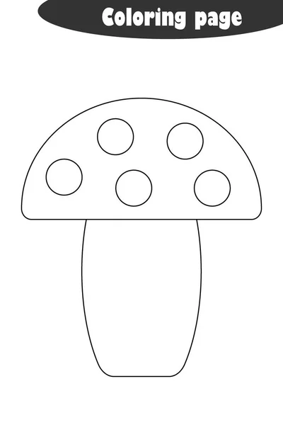 Amanita no estilo dos desenhos animados, página de coloração branca preta do outono, jogo de papel de educação para o desenvolvimento de crianças, atividade pré-escolar de crianças, planilha imprimível, ilustração vetorial —  Vetores de Stock