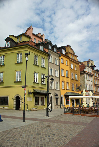 Old Town, beautiful colorful buildings Warsaw.