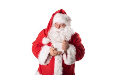 Komik şişman adam Noel Baba kostüm. Noel ve yeni yıl. Tatil ve hediyeler