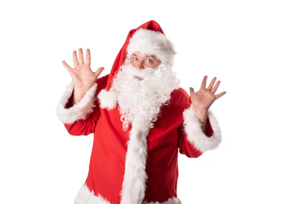 Rolig Fet Man Santa Dräkt Jul Och Nyår Helgdagar Och — Stockfoto