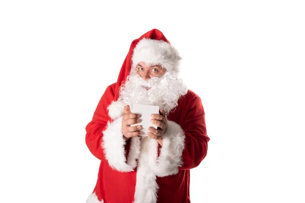 Rolig Fet Man Santa Dräkt Jul Och Nyår Helgdagar Och — Stockfoto