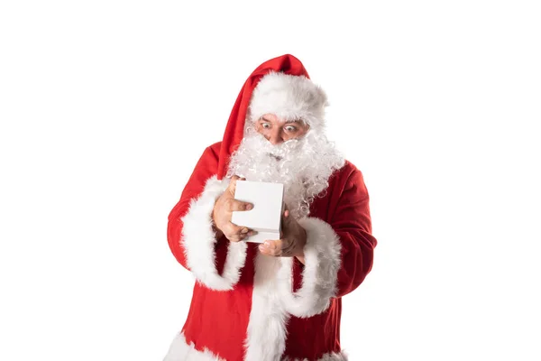 Rolig Fet Man Santa Dräkt Jul Och Nyår Helgdagar Och — Stockfoto