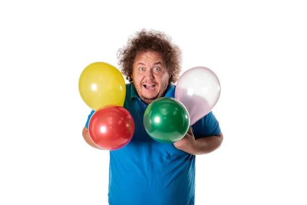 Grubas Zabawne Balonów Wszystkiego Najlepszego Okazji Urodzin Radość Zabawa — Zdjęcie stockowe