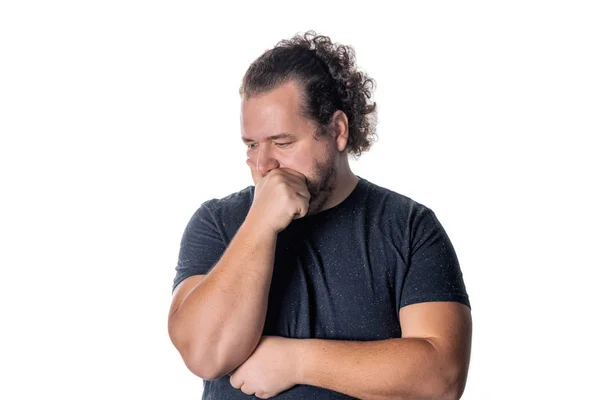 Retrato del hombre considerado aislado sobre fondo blanco. Mirando a un lado . — Foto de Stock