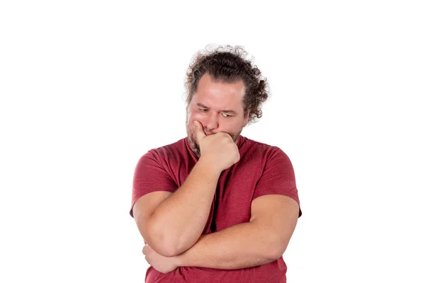 Retrato Del Hombre Reflexivo Aislado Sobre Fondo Blanco — Foto de Stock