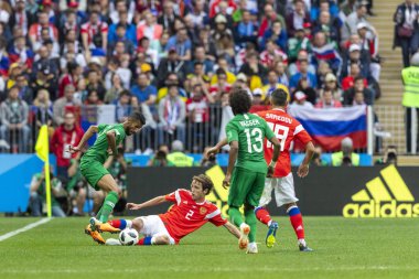 Moskova, Rusya - 14 Haziran 2018: FIFA Dünya Kupası A grubu açılış maçında Luzhniki Stadı, Suudi Arabistan ve Rusya arasındaki.