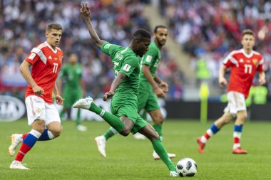 Moskova, Rusya - 14 Haziran 2018: FIFA Dünya Kupası A grubu açılış maçında Luzhniki Stadı, Suudi Arabistan ve Rusya arasındaki.