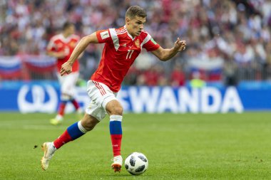 Moskova, Rusya - 14 Haziran 2018: FIFA Dünya Kupası A grubu açılış maçında Luzhniki Stadı, Suudi Arabistan ve Rusya arasındaki.