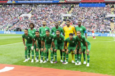 Moskova, Rusya - 14 Haziran 2018: FIFA Dünya Kupası A grubu açılış maçında Luzhniki Stadı, Suudi Arabistan ve Rusya arasındaki.