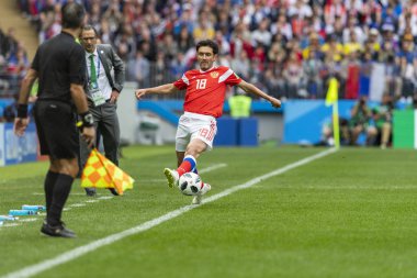 Moskova, Rusya - 14 Haziran 2018: FIFA Dünya Kupası A grubu açılış maçında Luzhniki Stadı, Suudi Arabistan ve Rusya arasındaki.