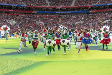 Moskova, Rusya - 14 Haziran 2018: açılış maçında Luzhniki Stadı, Suudi Arabistan ve Rusya arasındaki