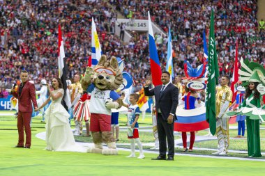 Moskova, Rusya - 14 Haziran 2018: açılış maçında Luzhniki Stadı, Suudi Arabistan ve Rusya arasındaki