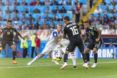 Moskova, Rusya - Haziran, 2018: Spartak stadyumu, FIFA Dünya Kupası oyunu.