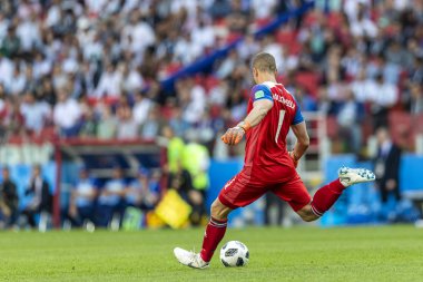 Moskova, Rusya - Haziran, 2018: Spartak stadyumu, FIFA Dünya Kupası oyunu.