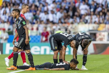 Moskova, Rusya - Haziran, 2018: Spartak stadyumu, FIFA Dünya Kupası oyunu.