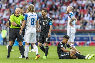 Moskova, Rusya - Haziran, 2018: Spartak stadyumu, FIFA Dünya Kupası oyunu.
