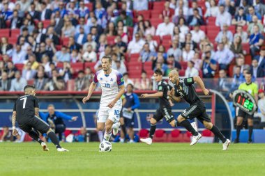 Moskova, Rusya - Haziran, 2018: Spartak stadyumu, FIFA Dünya Kupası oyunu.