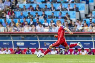 Moskova, Rusya - Haziran, 2018: Spartak stadyumu, FIFA Dünya Kupası oyunu.