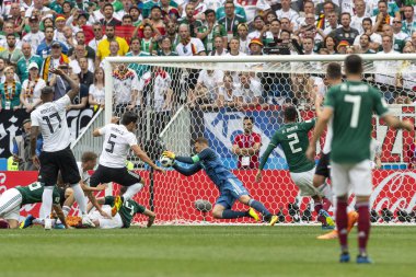 Moskova, Rusya - Haziran, 2018: Spartak stadyumu, FIFA Dünya Kupası oyunu.