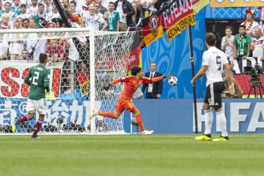 Moskova, Rusya - Haziran, 2018: Spartak stadyumu, FIFA Dünya Kupası oyunu.