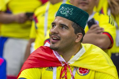 Rusya - Haziran, 2018: takım maç sırasında destekleyen futbol taraftarları