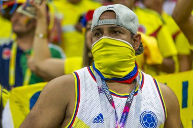 Rusya - Haziran, 2018: takım maç sırasında destekleyen futbol taraftarları