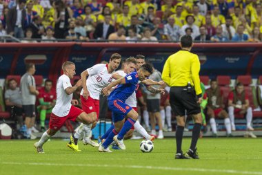 Moskova, Rusya - Haziran, 2018: Spartak stadyumu, FIFA Dünya Kupası oyunu.