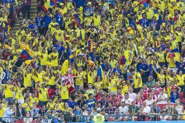 Rusya - Haziran, 2018: takım maç sırasında destekleyen futbol taraftarları
