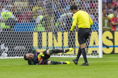 Moskova, Rusya - Haziran, 2018: Spartak stadyumu, FIFA Dünya Kupası oyunu.