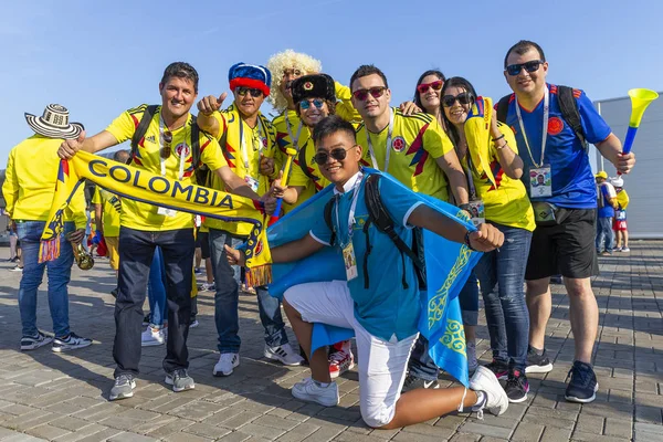 俄罗斯 2018年6月 足球球迷在比赛中支持球队 — 图库照片