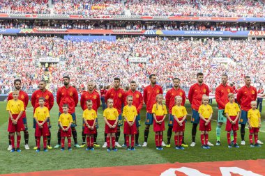 Moskova, Rusya - Haziran, 2018: Futbol takımı Spartak Stadium FIFA Dünya Kupası maçında.